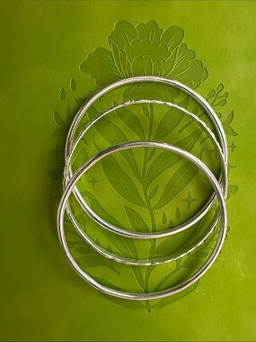 Sterling Silver Tone Stackable Bangle Bracelets - Silver